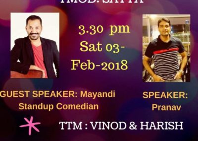 Mayandi Standup Comedian Bangalore Show | Guest for Toastmasters